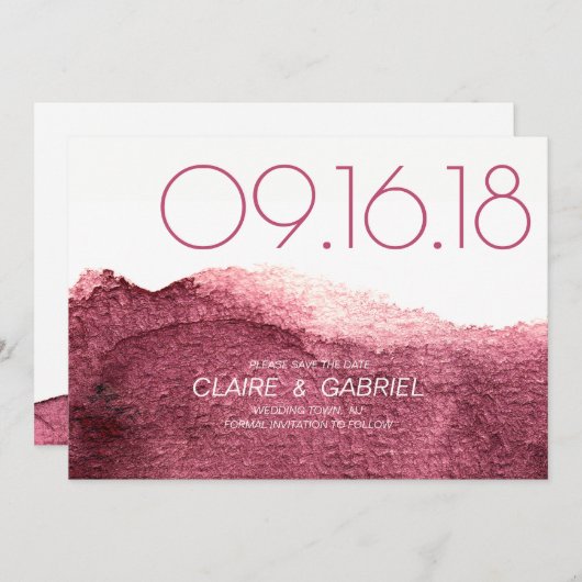 Save The Date Marsala rose moderne simple mariage enregistrer la (Devant / Derrière)