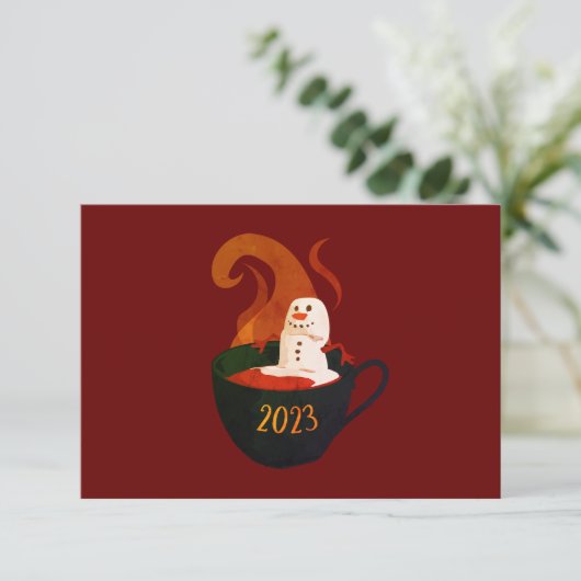 Save The Date Marshmallow Snowman En Coco Chaud (Debout devant)