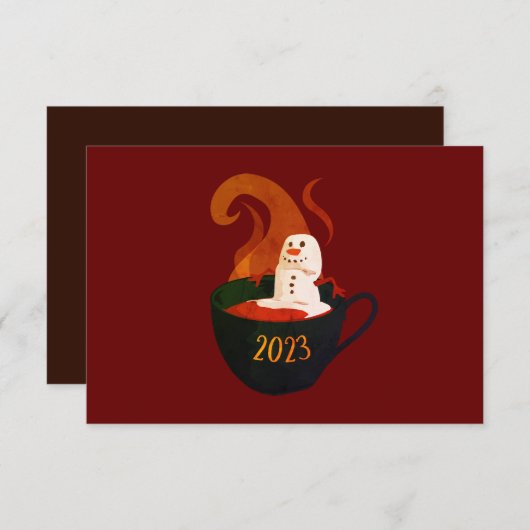 Save The Date Marshmallow Snowman En Coco Chaud (Devant / Derrière)