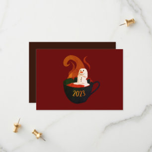 Save The Date Marshmallow Snowman En Coco Chaud