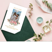 Save The Date MARY Aquarelle Rose Photo Vert Émeraude