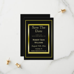 Save The Date Masculine Double Gold Frame 50e anniversaire