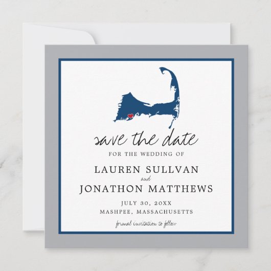 Save The Date Mashpee Cape Cod Mariage Coeur mobile (Devant)
