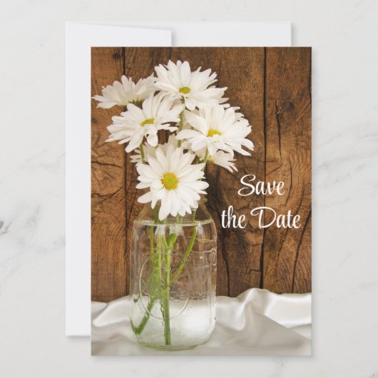 Save The Date Mason Jar Blanc Daisies Sweet 16 Enregistrer la da (Devant)