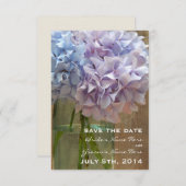 Save The Date Mason Jar Blue & Purple Hydrangeas Enregistrer La  (Devant / Derrière)