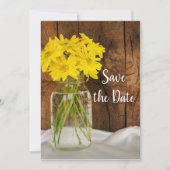 Save The Date Mason Jar Daisies Nacre Mariage Enregistrer la dat (Devant)
