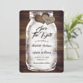 Save The Date Mason Jar éclaire Burlap Hearts Grange Mariage en  (Debout devant)