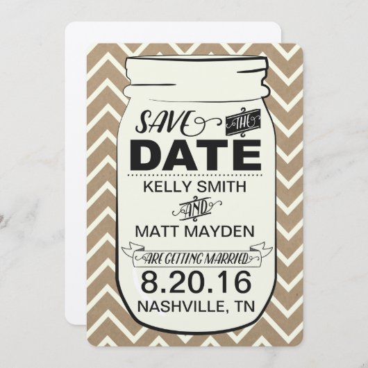 Save The Date Mason Jar Enregistrer la date (Devant / Derrière)