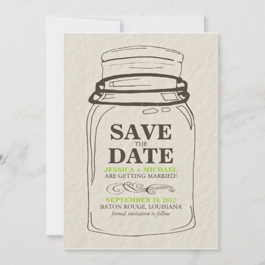 Save The Date Mason Jar Enregistrer la date (Devant)