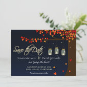 Save The Date Mason Jar Fireflies Chêne Arbre Enregistrer la dat (Debout devant)