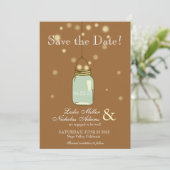 Save The Date Mason Jar Fireflies Mariage de coeur Enregistrer l (Debout devant)
