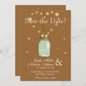 Save The Date Mason Jar Fireflies Mariage de coeur Enregistrer l (Devant / Derrière)