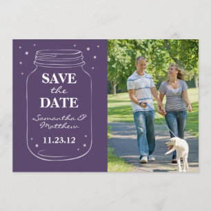Save The Date Mason Jar Fireflies Photo Enregistrer la date viol