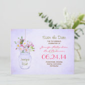 Save The Date mason jar fleurs victoriennes enregistrer la date (Debout devant)