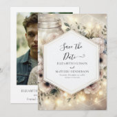Save The Date Mason Jar Mariage botanique moderne (Devant / Derrière)