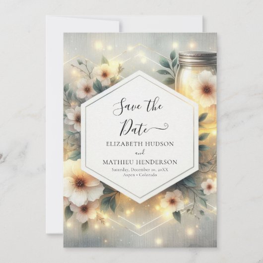 Save The Date Mason Jar Mariage moderne Whimsical (Devant)