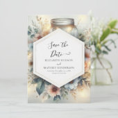 Save The Date Mason Jar Mariage romantique moderne (Debout devant)
