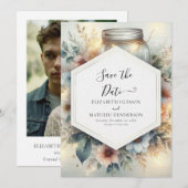 Save The Date Mason Jar Mariage romantique moderne (Devant / Derrière)