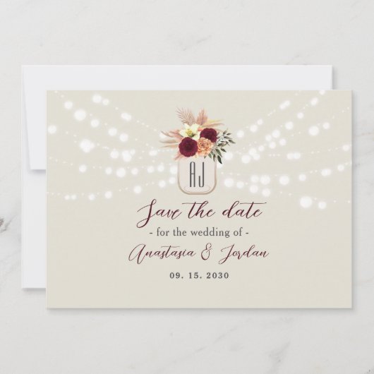 Save The Date Mason Jar String Mariage (Devant)