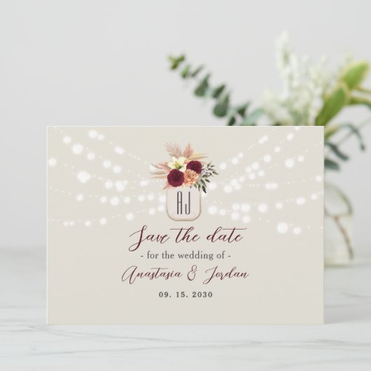 Save The Date Mason Jar String Mariage (Debout devant)