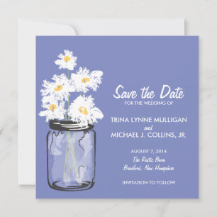 Save The Date Mason Jar & White Daisies Enregistrer la date