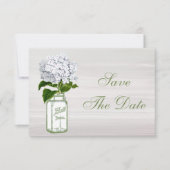 Save The Date Mason Jar & White Hydrangea Enregistrer La Date Ma (Devant)