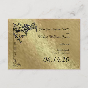 Save The Date Masque de Filigree noir sur or Enregistrer la date