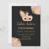 Save The Date Masque noir d'or rose 50e anniversaire (Devant)