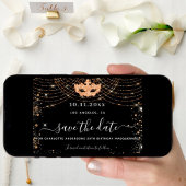 Save The Date Masquerade parties scintillant d'or noir glamour