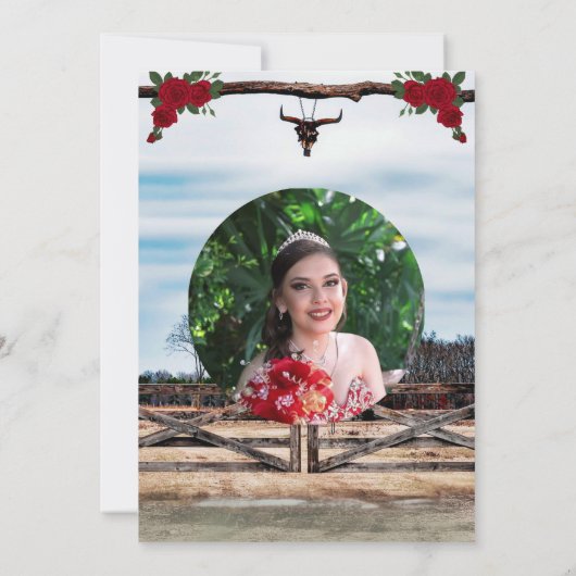 Save The Date Masquerade Ranch Quinceañera Photo personnalisée N (Dos)