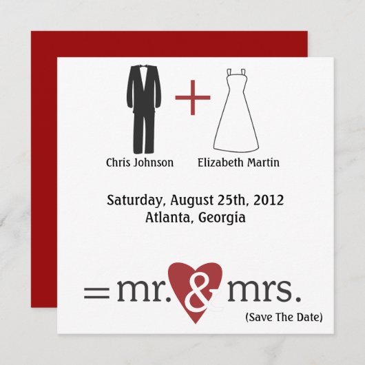Save The Date Math mariage (Devant / Derrière)