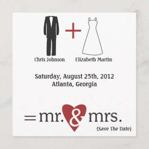 Save The Date Maths de mariage