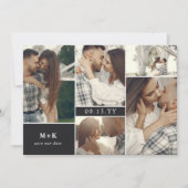 Save The Date Matte Black Modern Initiales Photos Enregistrer la (Devant)