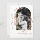 Save The Date Mauve Fleur sauvage Arch Frame Photo (Devant)
