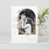 Save The Date Mauve Fleur sauvage Arch Frame Photo (Debout devant)