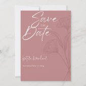 Save The Date Mauve Floral Line Art Wedding Enregistrer la date (Devant)