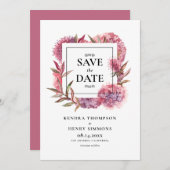 Save The Date Mauve Purple Aquarelle Hydrangée Florale Frame (Devant / Derrière)