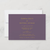 Save The Date Mauve violet élégant script or Mariage moderne (Dos)