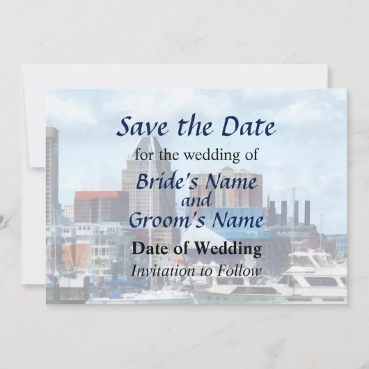 Save The Date MD - Baltimore Skyline et Harbour (Devant)