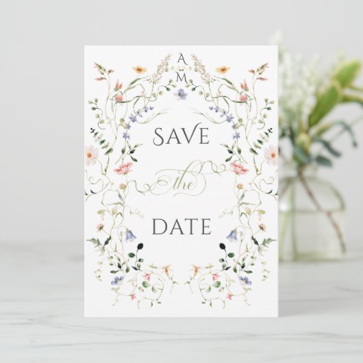 Save The Date Meadow Fleur sauvage Rustic Boho Mariage photo (Debout devant)