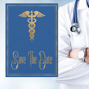 Save The Date Médicale Caduceus Doctor Nurse Blue Enregistrer La