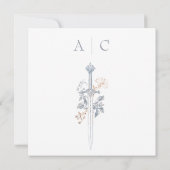 Save The Date Medieval Fantasy Frame Blue Gold Etching Wedding (Dos)