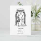 Save The Date Medieval Gothic Knight Bride Groom Arch  (Debout devant)