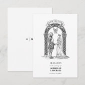 Save The Date Medieval Gothic Knight Bride Groom Arch  (Devant / Derrière)