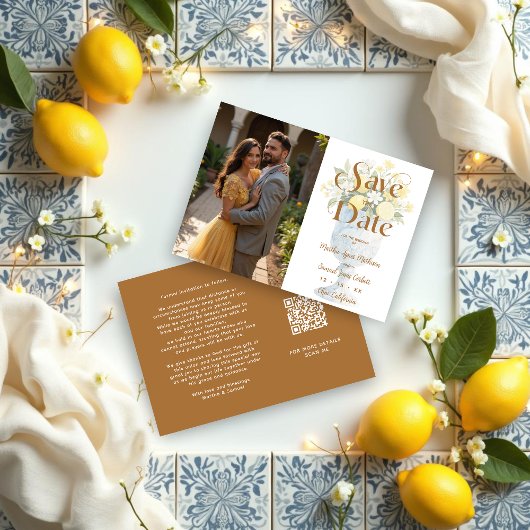 Save The Date Mediterranean Chic Floral Classic Chalice Lemons