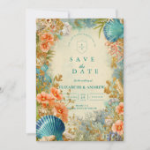 Save The Date Mediterranean Seashell Elegance Wedding (Devant)