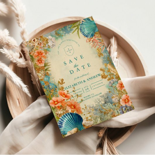 Save The Date Mediterranean Seashell Elegance Wedding