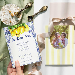 Save The Date Méditerranéen La Dolce Vita Italien Citron Bleu