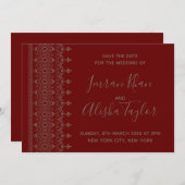 Save The Date Mehendi Mariage Indien Hamsa Henna Date à sauvegar (Devant / Derrière)