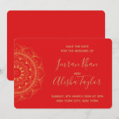 Save The Date Mehendi Mariage Indien Hamsa Henna Date à sauvegar (Devant / Derrière)